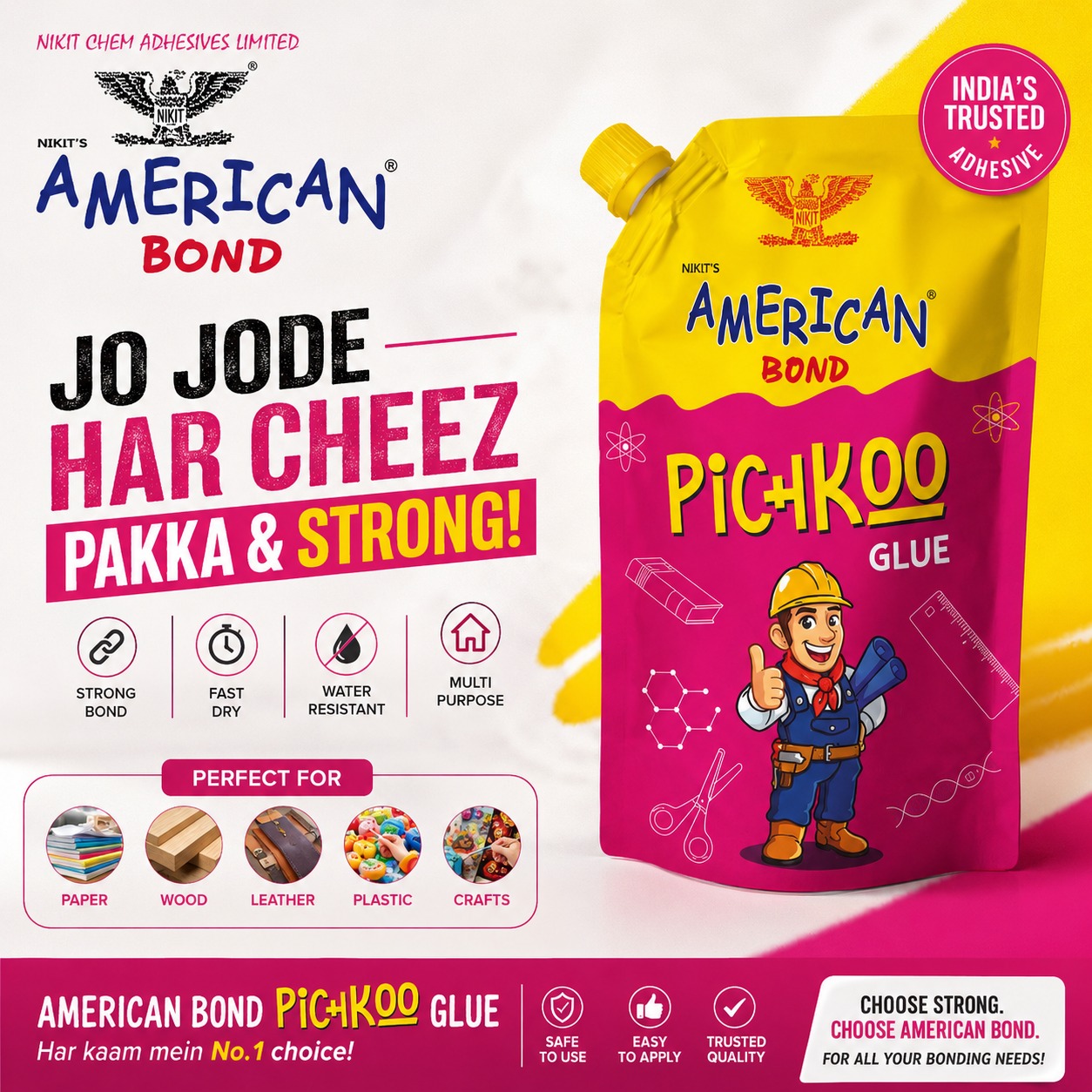 American Bond Pichkoo Glue product launch creative by DudeGrafix